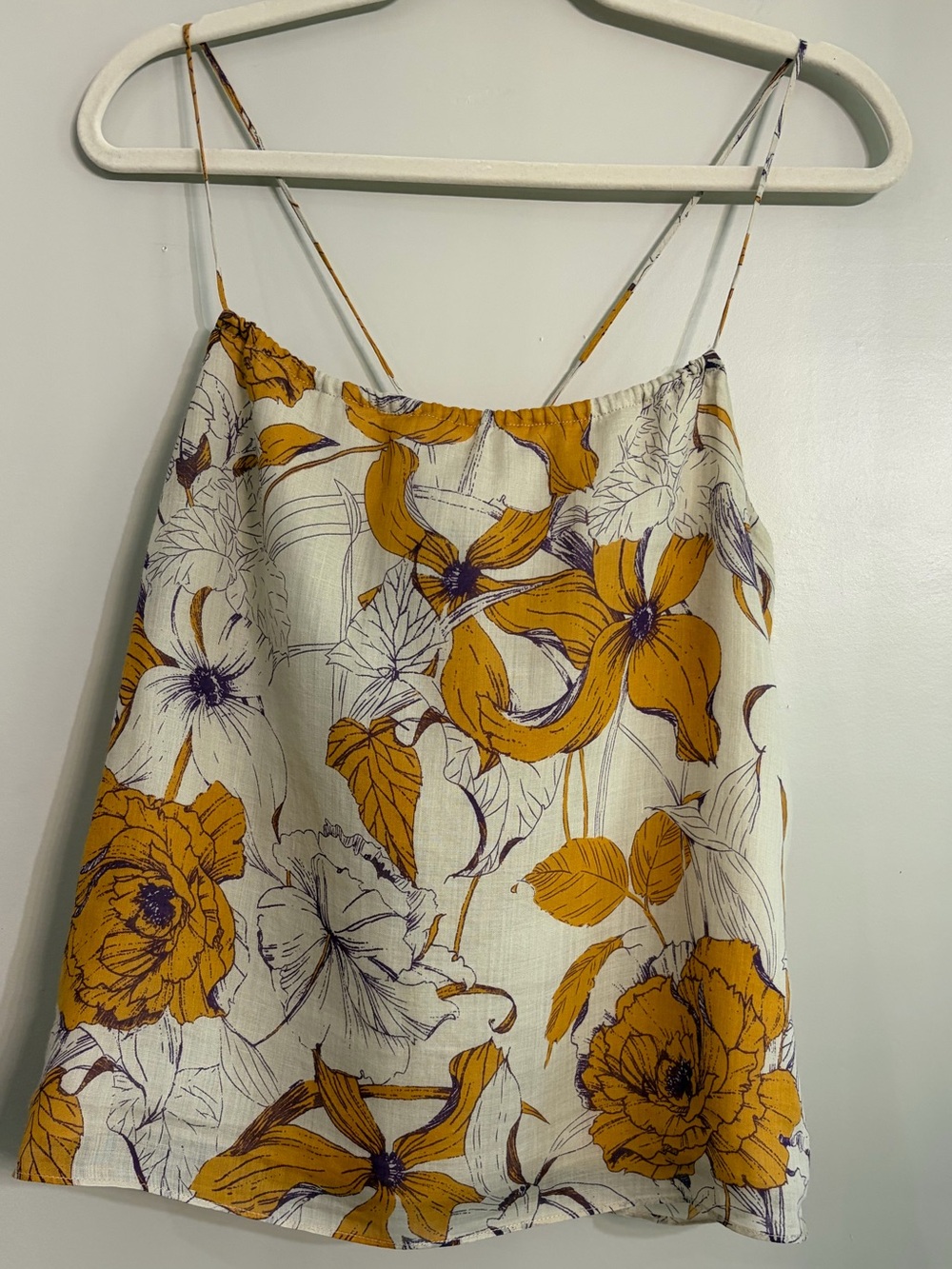 Banana Republic Floral Spaghetti-Strap Camisole in Mustard and Cream
